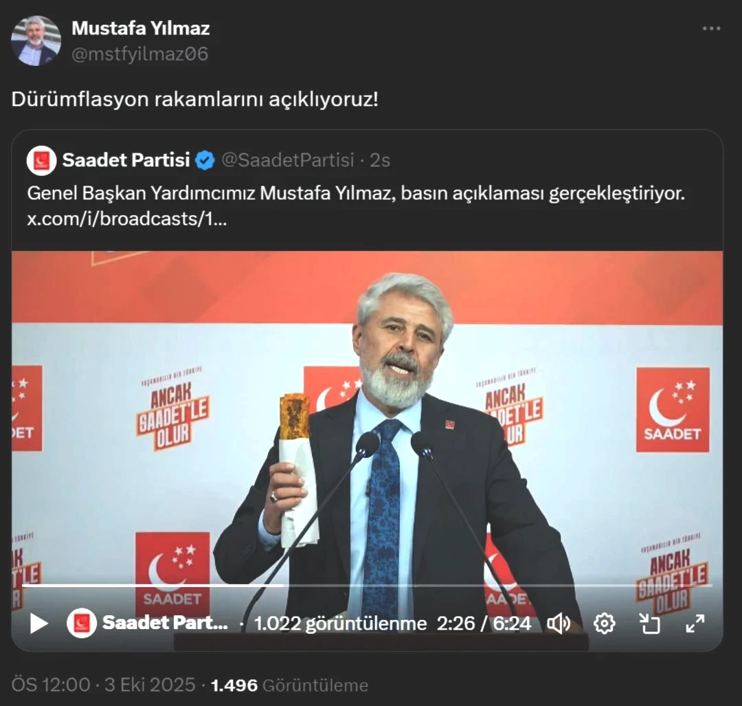 Kürsüye elinde tavuk dürümle çıktı! Enflasyon verilerinden sonra dürümflasyon hesabı gündem oldu: "Tam 66 adet eksilmiş" 5